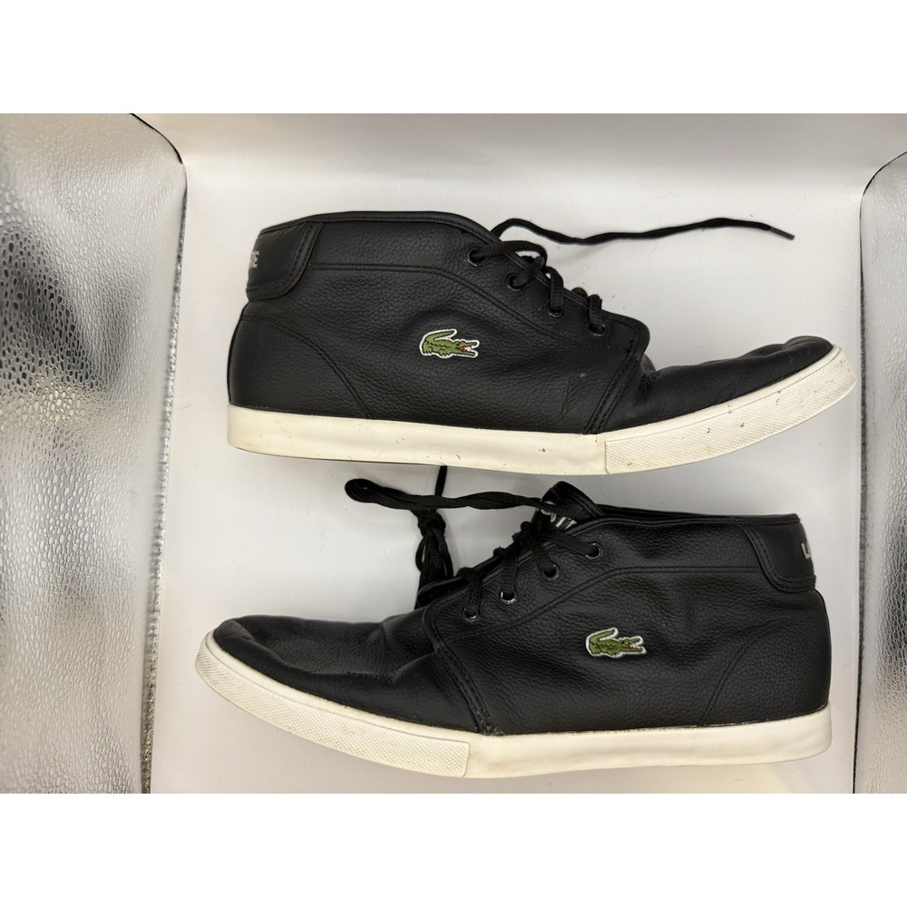 Lacoste Ampthill TBR2 Black Leather Mid Top Sneakers Men's Size 12